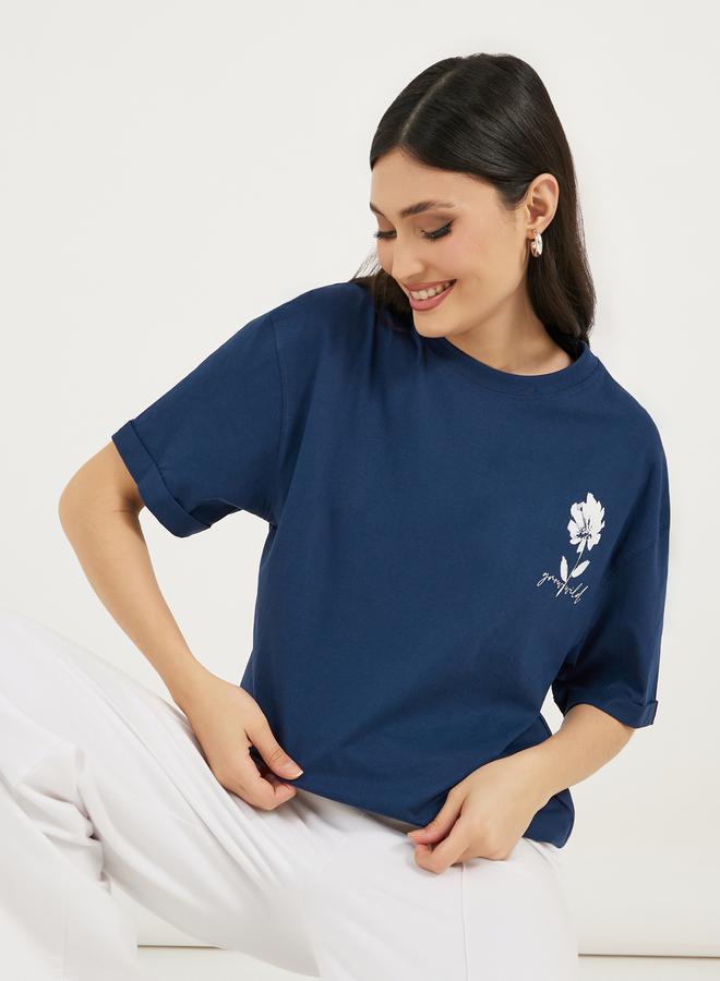 Styli Graphic Print Rolled Up Short Sleeve T-Shirt - Image 1